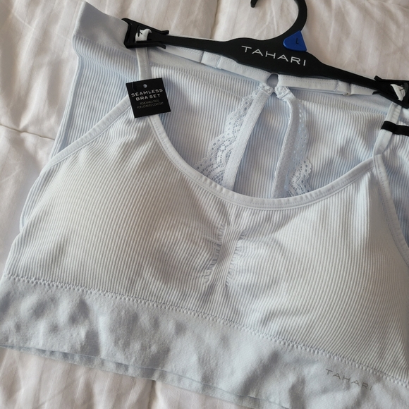 TAHARI BRAND NEW SEAMLESS BRA SET REMOVABLE PADS SIZE L - Picture 2 of 6